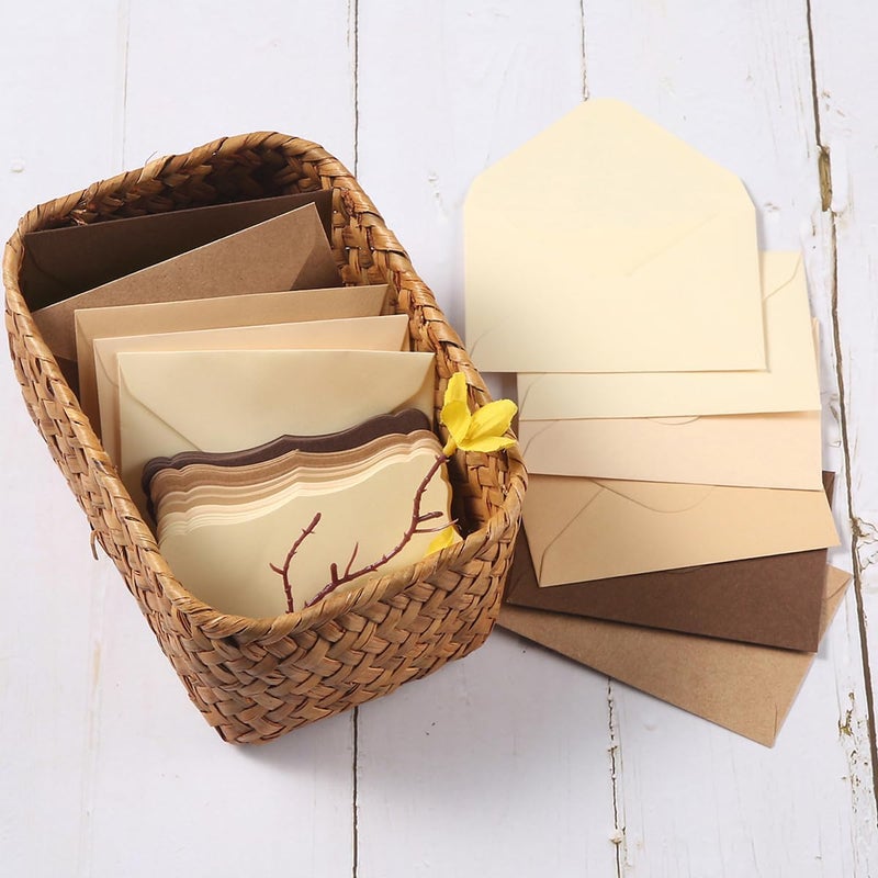 Toperd 100 Pack Mini Envelopes with Note Cards in 5 Colors for Wedding, Birthday, Baby Showers, 4 x 2.7 Inches (Brown) - Image 4